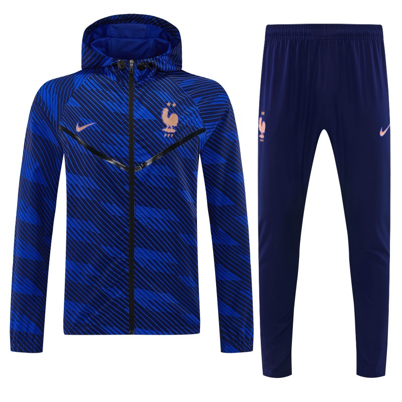 2026 France Navy Blue Full-Zip Hooded Tracksuit