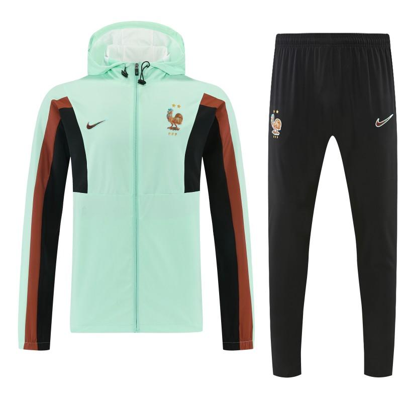 2026/27 France Light Green Full-Zip Hooded Tracksuit